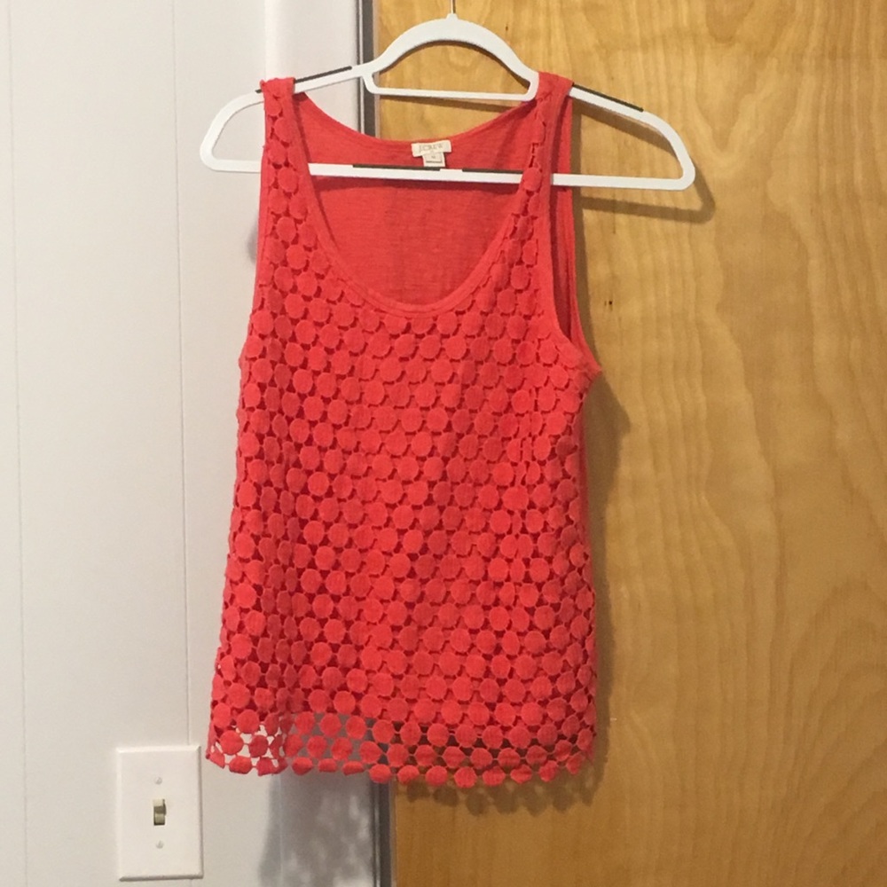 Coral red crocheted top